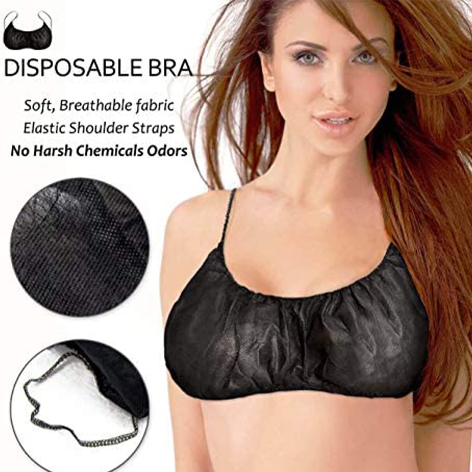 Syfunlv 50 reggiseni usa e getta, super morbidi, di alta qualità, in tessuto non tessuto, da donna, per spa, massaggi, ceretta, viaggi, maternità, ospedale, spiaggia, vacanze, emergenza