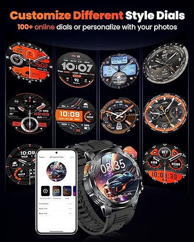 Miniatura 7 de Relojes inteligentes militares para hombres (respuestallamadas de marcación), reloj inteligente con batería de 1000 mAh, rastreador de fitness,