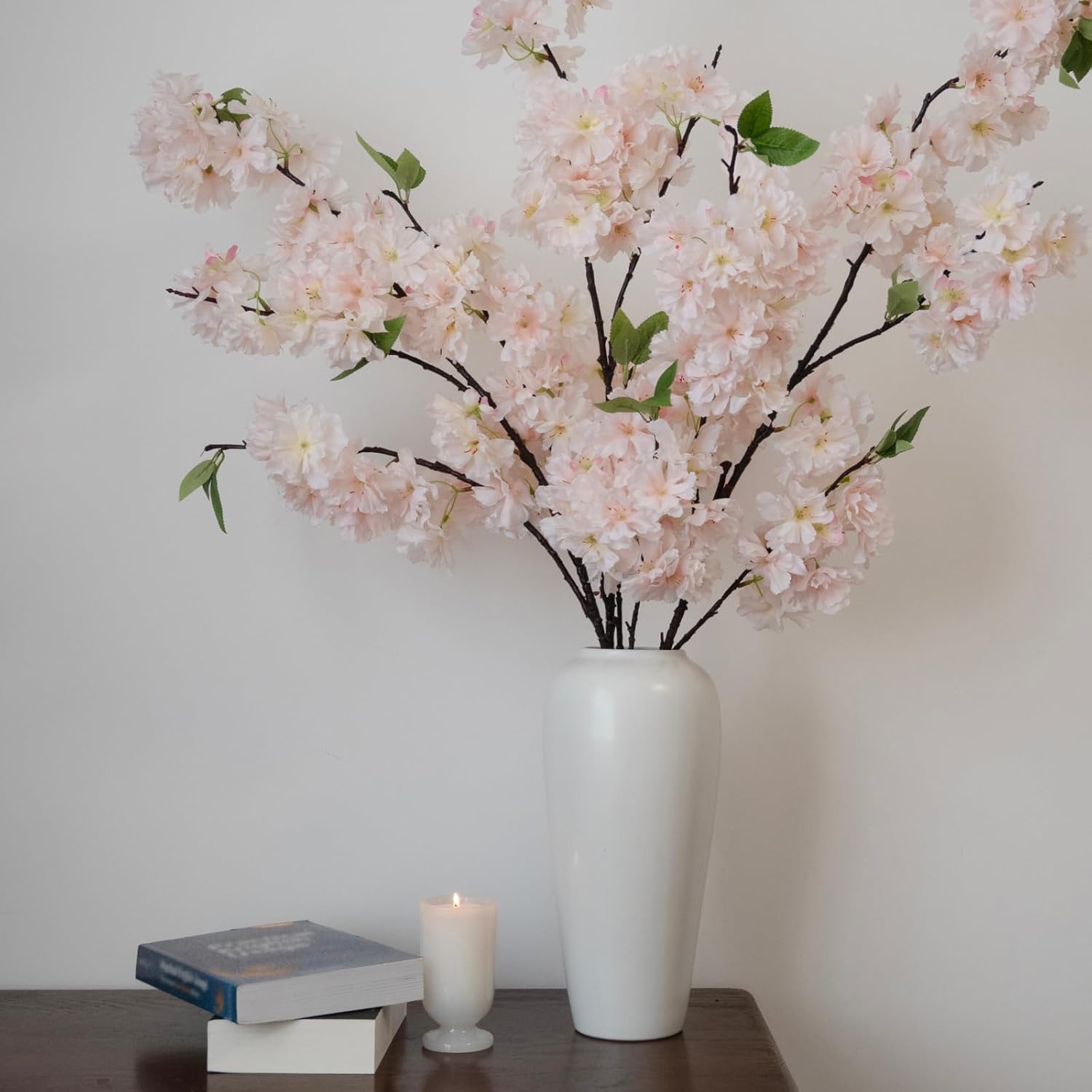 KBREE 47.2 inches Cherry Blossom Branches, 3 Pieces Artificial Pink Flower Branches, Extra Long Flower Stems for Vase, Cherry Blossom Decor for Home Weding Party or Office (Pale Pink) - Image 2