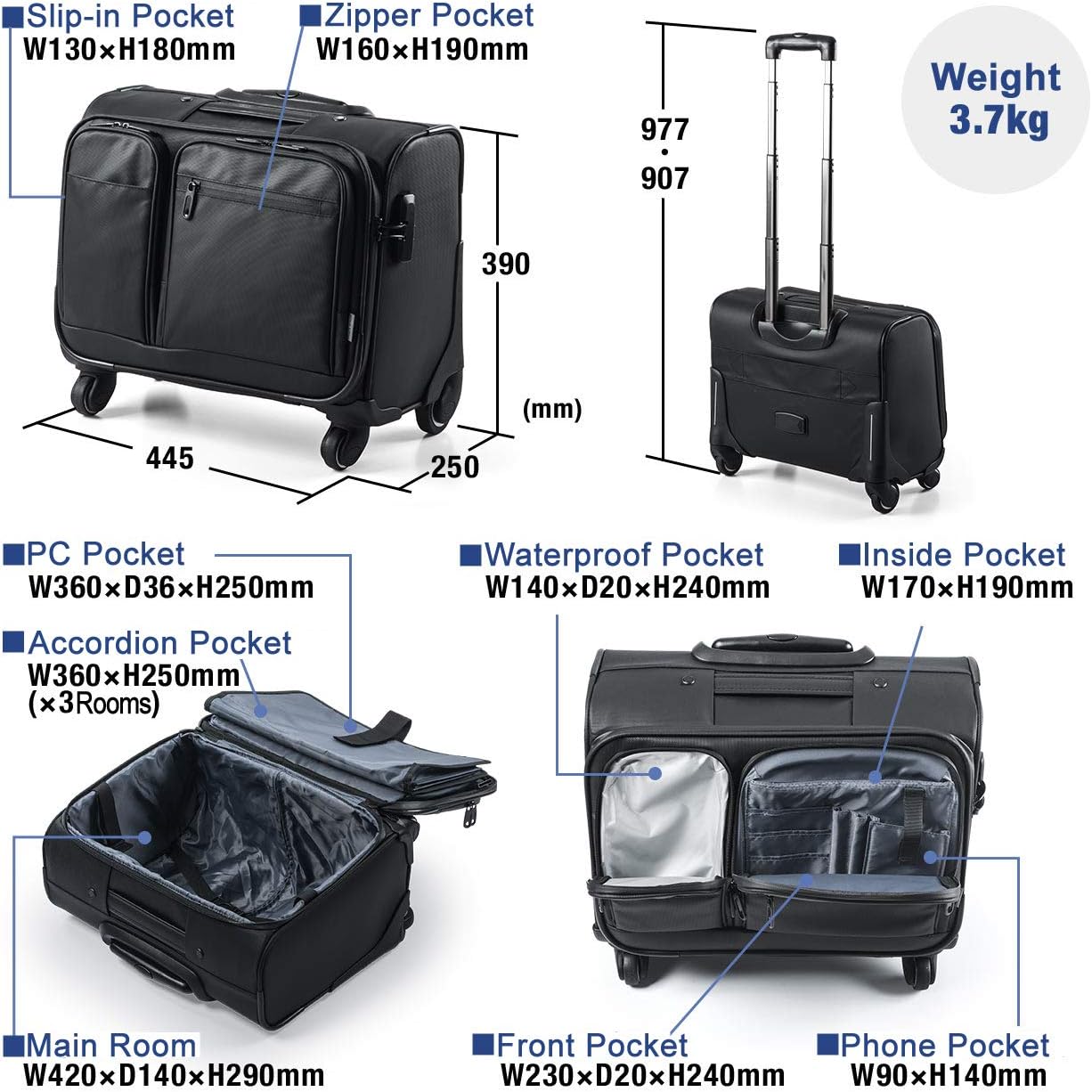 Flash Sale SANWA Rolling Bag with Lock, Water Resistant, Computer Briefcase on Wheels, Business & Travel Carry On Bag with Telescoping Handle, Compatible with 14-inch Laptop, MacBook, Notebook, for Men Women