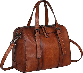 Iswee Retro Leather Shoulder Bag Small Crossbody Purses for Women Satchel Handbag with Multi Pockets