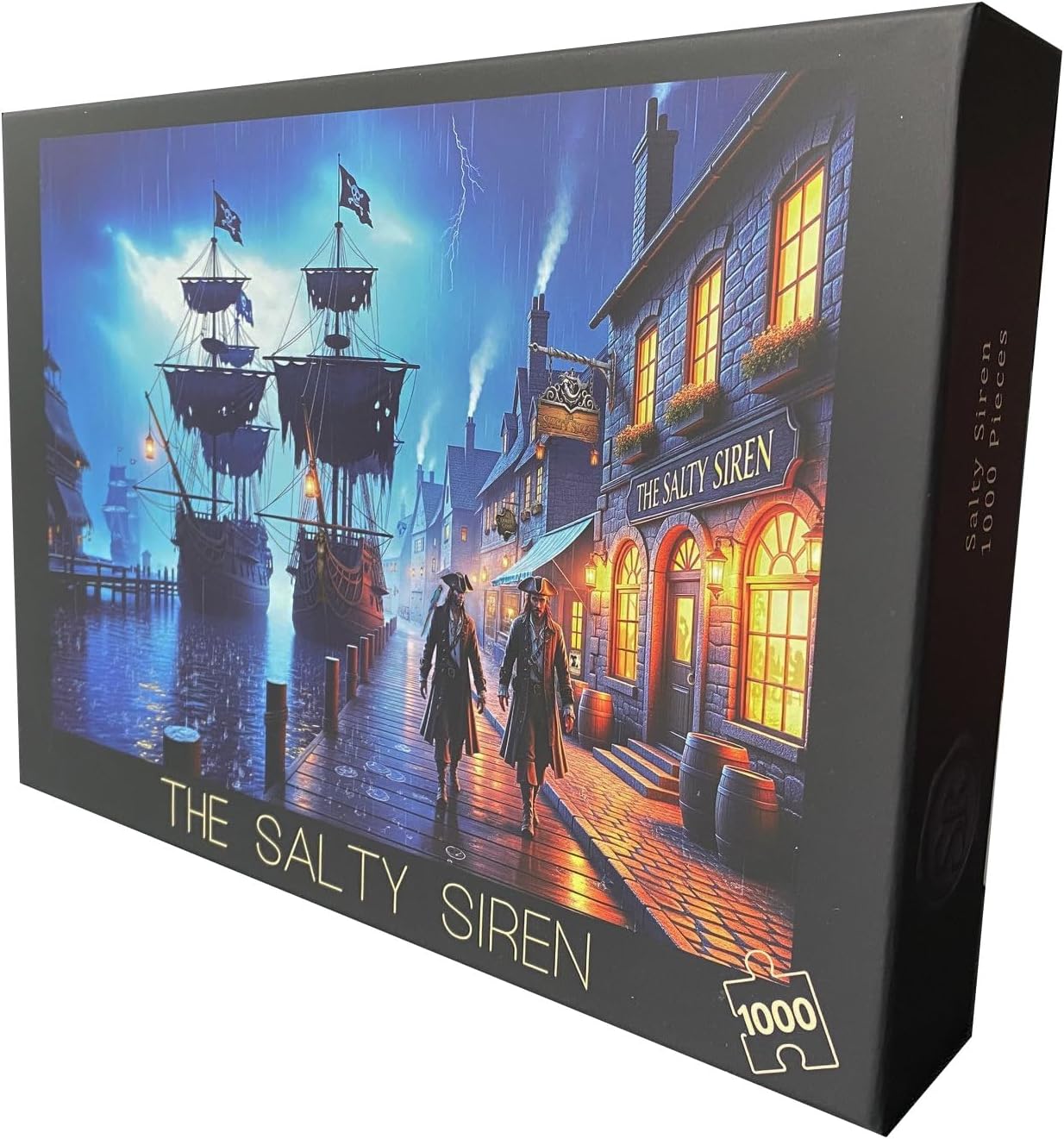 TheStillroom - Salty Siren - 1000 Piece Jigsaw Puzzle for Adults | Rainy Night Pirate Harbor (Matte)