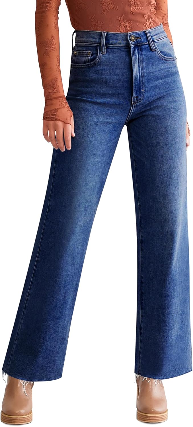 Straight Leg Jeans for Women Trendy High Waisted Cropped Boyfriend Mom Stretchy Fra...