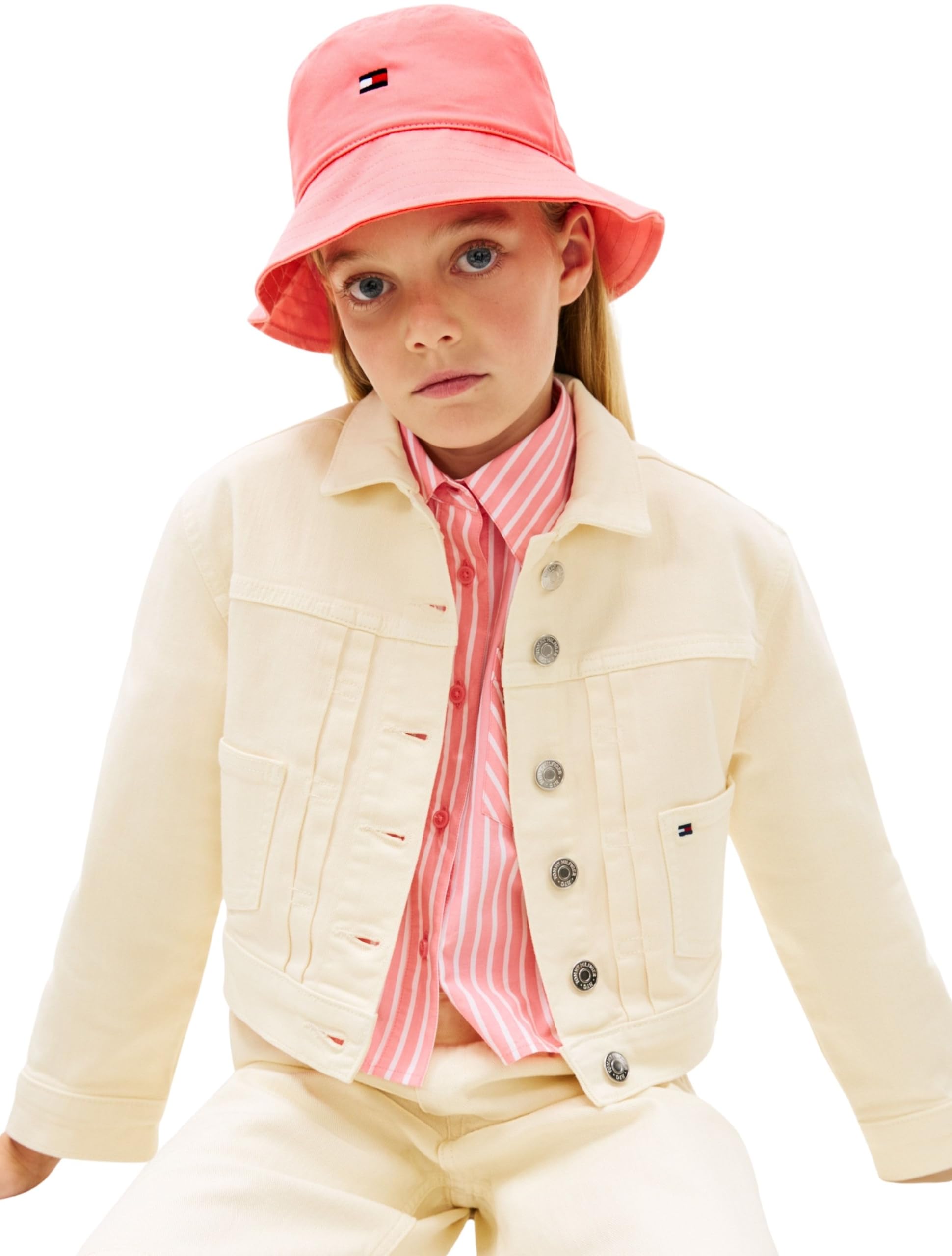 Tommy Hilfiger Unisex dziecięca mała flaga kapelusz typu bucket KA0KA00041 nakrycie głowy, różowy (tropikalny róż), S-M