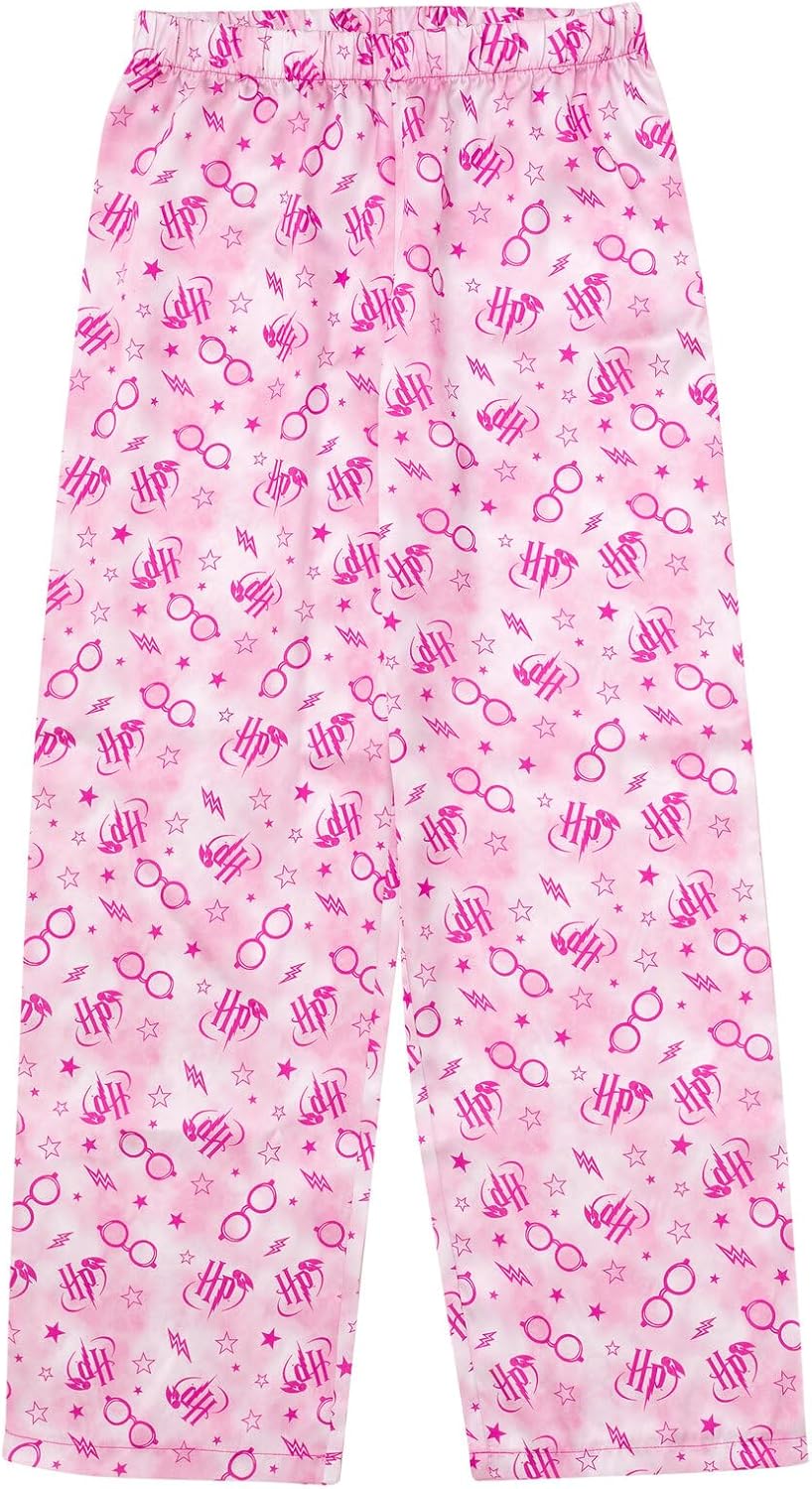 Harry Potter Girls Satin Pajama Shirt and Pajama Pants Sleep Set Little Kid to Big Kid Sizes (6-14-16) - Image 4