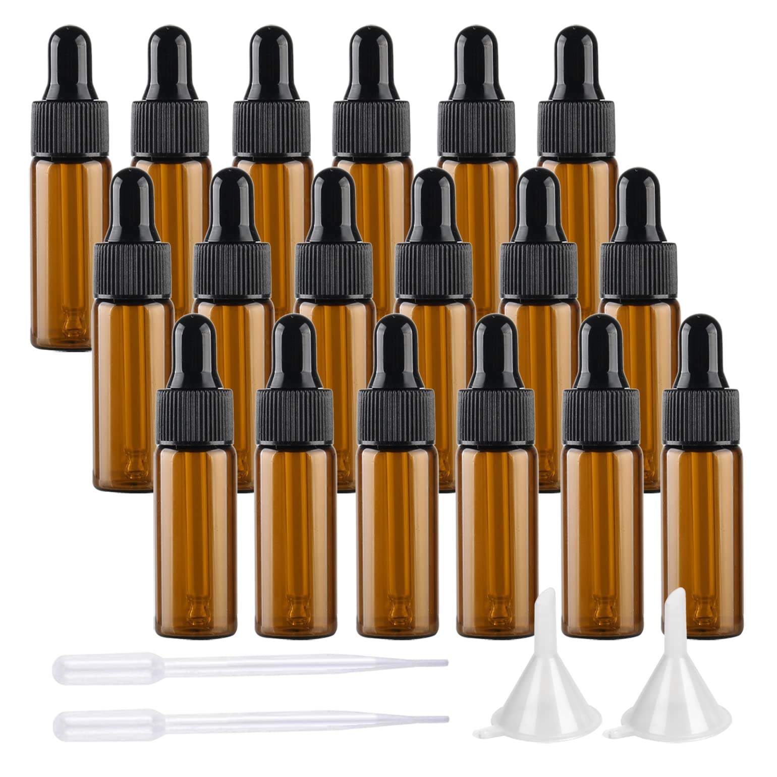 100 Stück Mini Leere 5 ml Leere Braunglas Pipettenflaschen, Bernstein Glasflasche mit Pipette Tropfflasche Tropfpipetten Glaspipette für Essenzen Parfüm Aromatherapie ätherische Öle