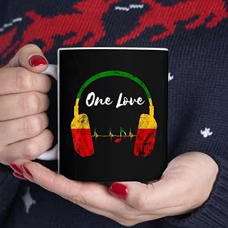 Rasta Reggae Music Headphones Jamaican Pride One Love BlackMug, Tea Mug, Tea Cup, Coffee Cup