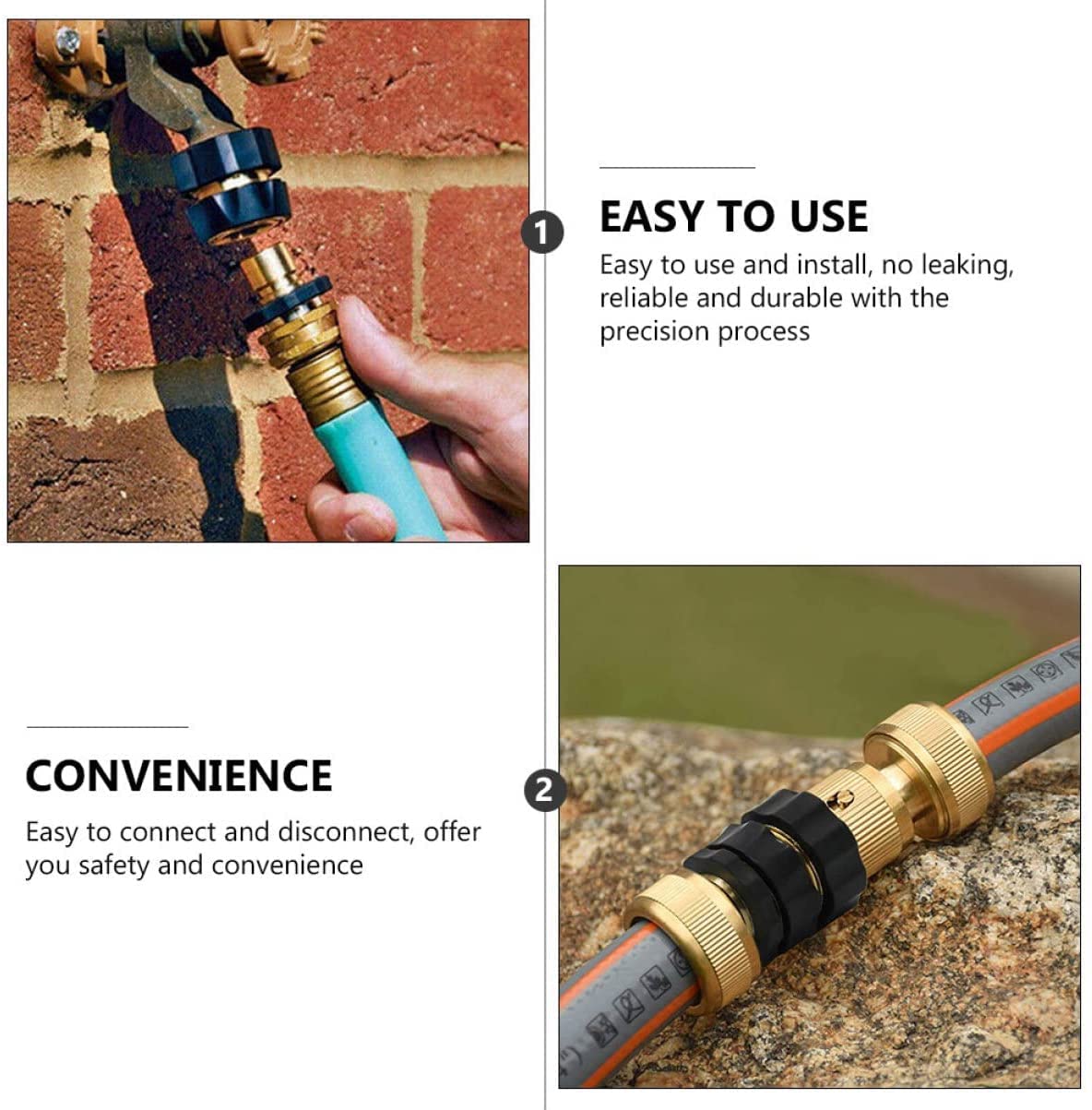 Adaptador 4 Set Adattatore per Tubo da Giardino, Connettore per Tubo dell'Acqua in Ottone da 3/4 Pollici Adattatori per Raccordi per Tubo da Giardino a Connessione Rapida