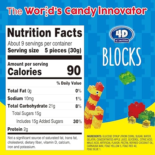 Miniatura 2 de Amos Bloques de caramelos de gomitas 4D, paquete a granel de 9.31 onzas para fiestas de cumpleaños infantiles, bolsa Grab N Go envuelta