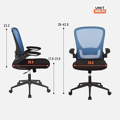 Miniatura 3 de Silla ergonómica de malla para oficina, con respaldo lumbar, giratoria, con ruedas, ejecutiva, con brazos y respaldo medio ajustable, para