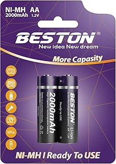 Beston AA Rechargeable Batteries Ni-MH High Capacity 2000mAh 1.2V Ready to Use 2 Pack