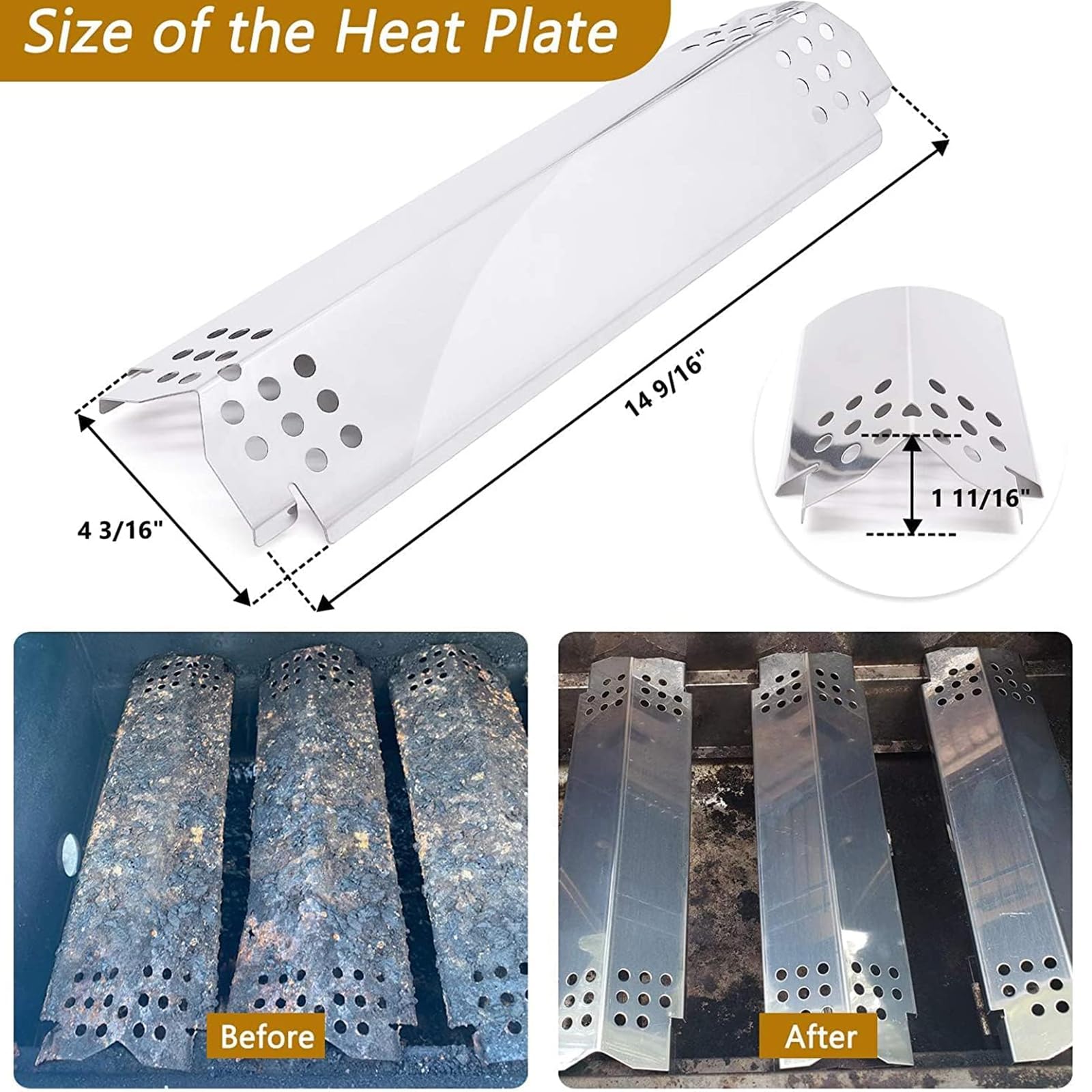 Pièces de Rechange pour Barbecue Nexgrill 6 brûleurs 720-0898, 720-0898A, Nexgrill 5 brûleurs 720-0888, 720-0888N, Nexgrill 4 brûleurs 720-0830H, 720-0783E, 720-0830A. Plaques chauffantes pour Tente