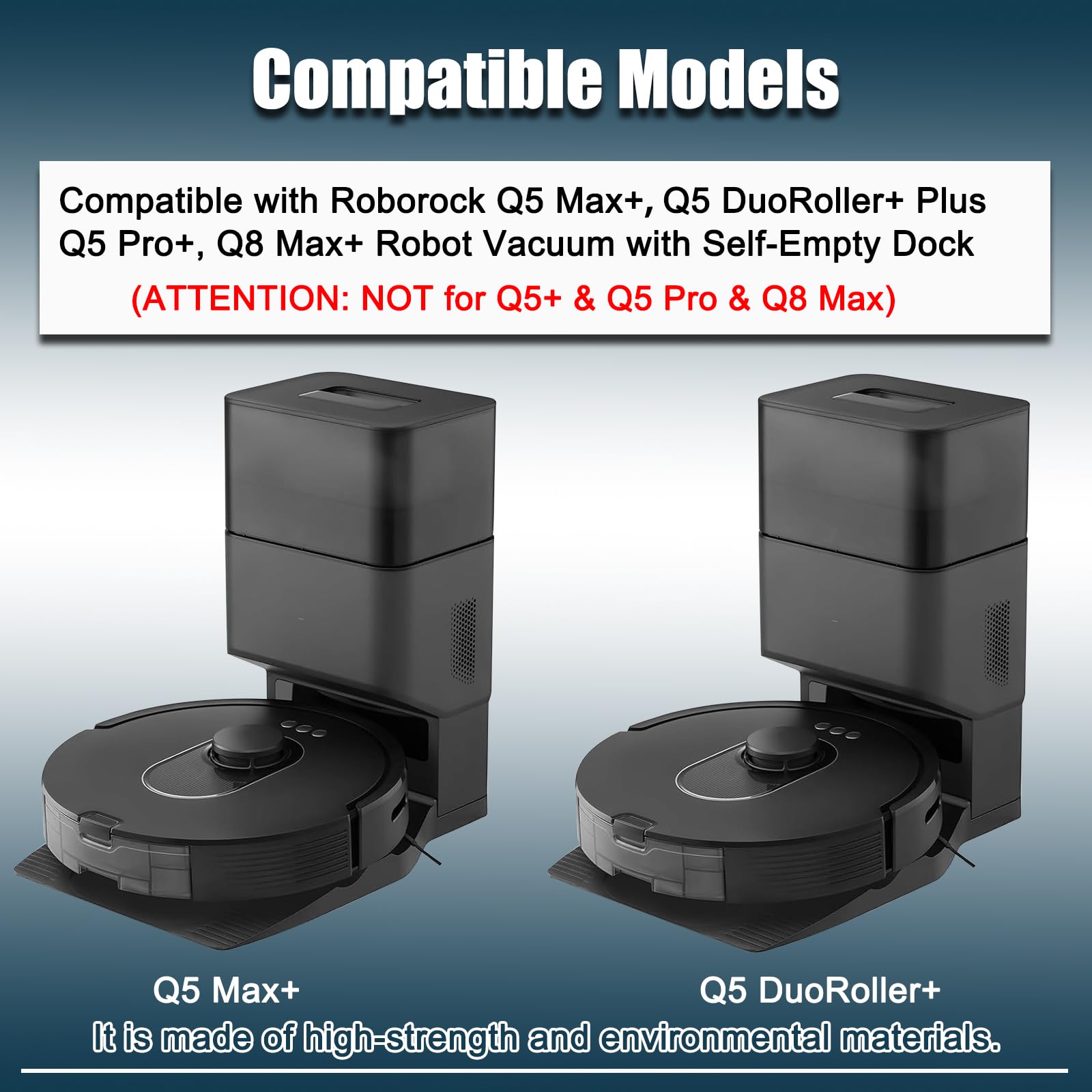 Koyieioo Q5 Max+ Accessories Kit Compatible with Roborock Q5 Max+, Q5 DuoRoller+, Q5 Pro+, Q8 Max+ Robot Vacuum Cleaner Replacement Parts, 1 Dual Main Brush, 6 Side Brush, 4 HEPA Filter, 4 Dust Bags