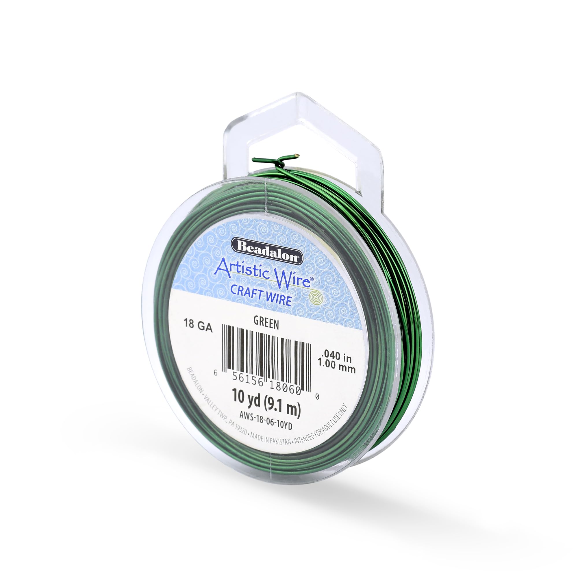Beadalon 10-Yards Artistic 18-Gauge Wire, Green