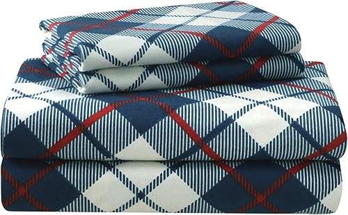 Featherhead Juego de sábanas de franela 100% algodón, 4 piezas, tamaño King, cuadros escoceses  Doble cepillado para mayor suavidad, cálido y disponible en Yaxa Costa Rica