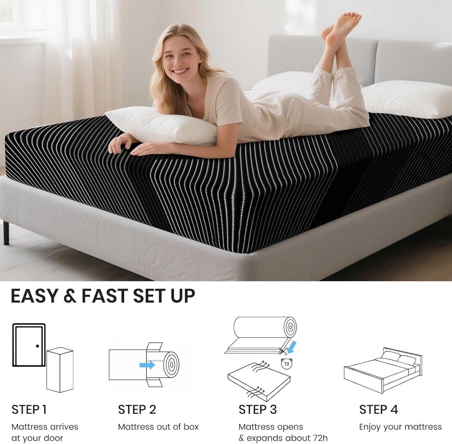 Twin XL Mattress 8 Inch, Gel Cooling Memory Foam Twin XL Bed Mattresses in a Box Medium Firm Feel for Pressure Relief & Support, CertiPUR-US Certified, Made in USA, Removable & Machine Washable Cover