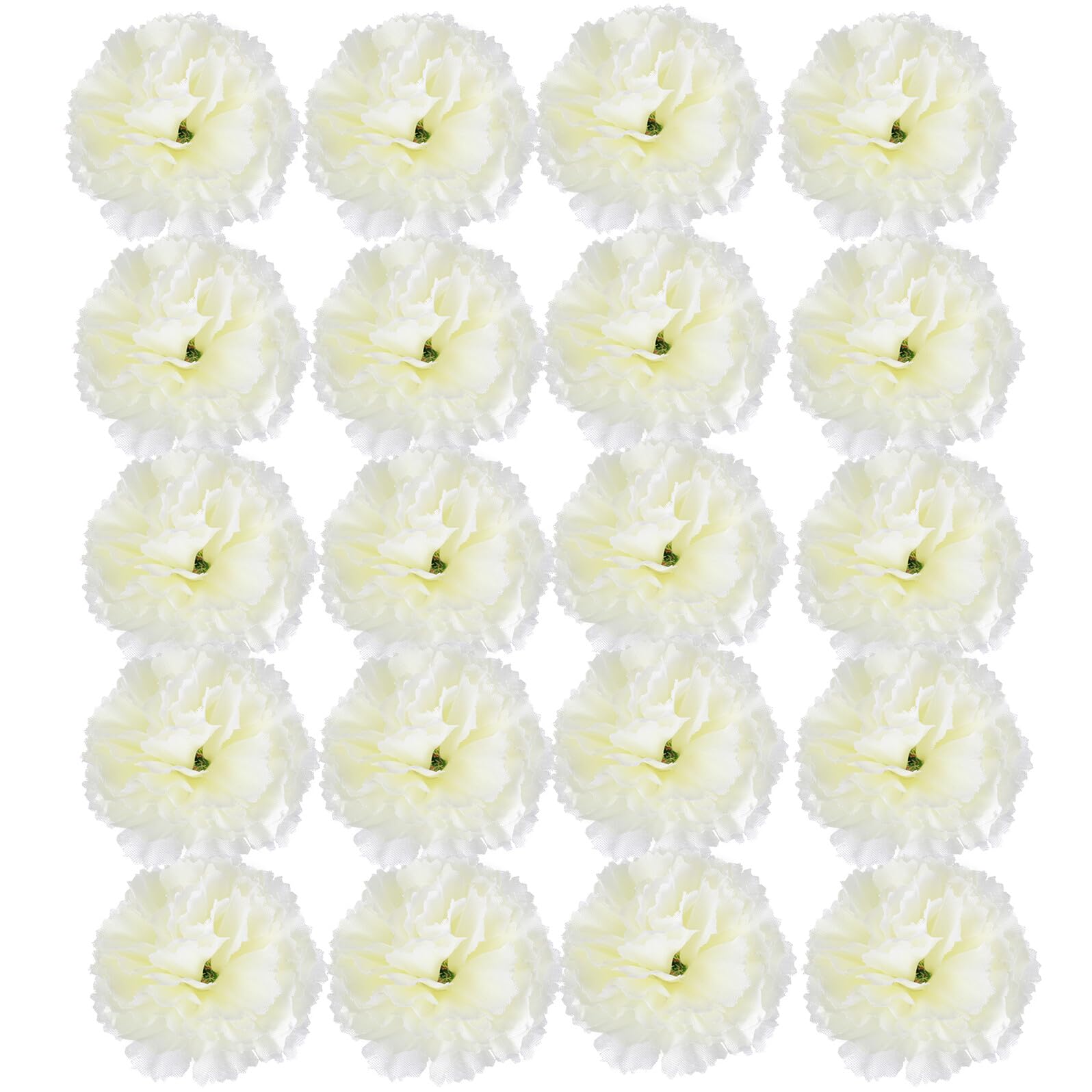 Bouquet de Mariage avec Œillets Artificiels Blanc Crème 5 Cm en Tissu Soie 20 Pcs