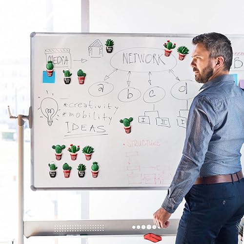 Miniatura 7 de Goaste 14 imanes de plantas para refrigerador, calcomanías magnéticas para refrigerador de cactus, imanes de resina 3D para suculentas, imanes