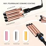 3 Barrel Curling Iron Ceramic Hair Curler, 1 inch Curling Wand Hair Waver Iron, Dual Voltage Hair Crimper with LCD Display, Professional Fast Heating Triple Barrel Curler, Hair Styling Tools