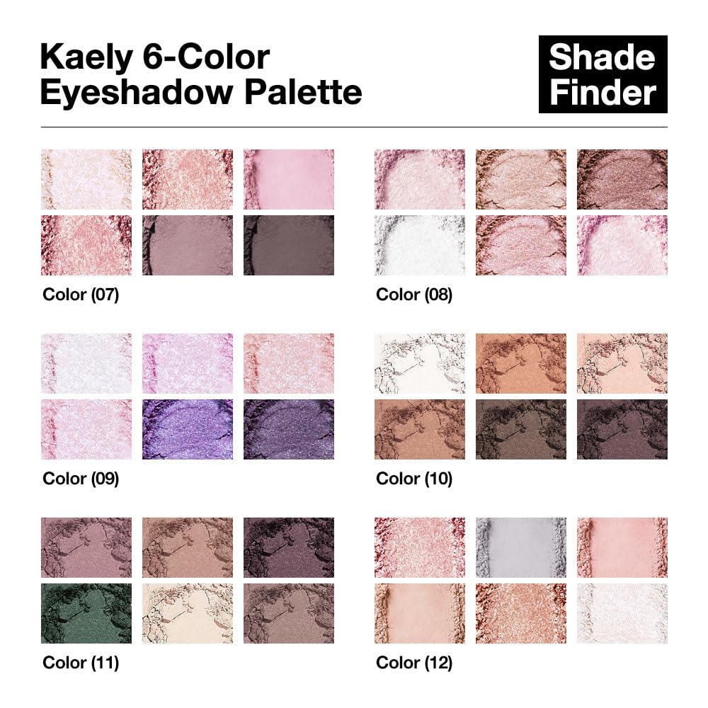 Kaely Paleta de sombra de ojos mini rosa 6 colores neutra mate brillante para mujeres mayores, altamente pigmentada, resistente al agua, paleta de sombra de ojos