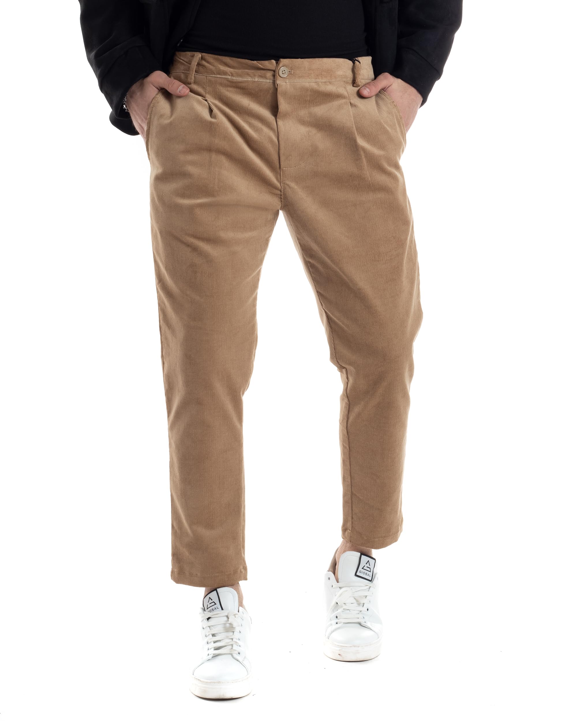 Pantaloni Uomo Tasca America con Pinces Classico Velluto Costine Casual Vari Colori