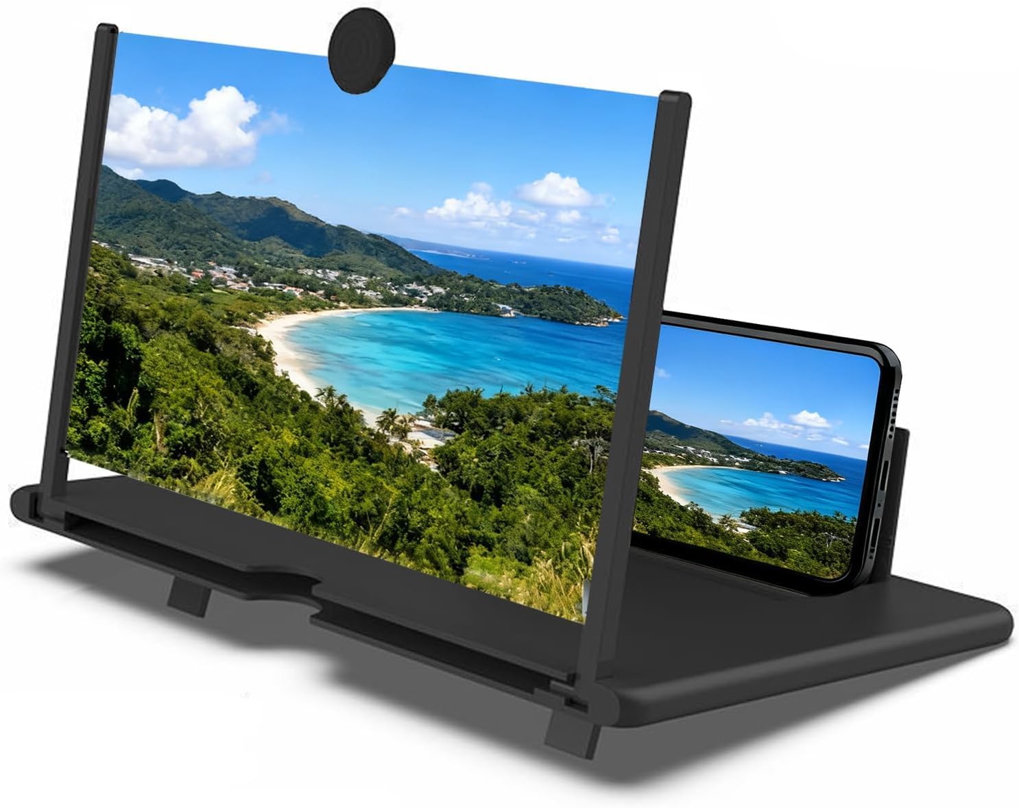 2026 Nuevo Ampliador de Pantalla para Teléfonos Móviles, Versión HD, Películas, Vídeos y Juegos, Ampliador de Escritorio con Amplificador (Negro, 12 Inch)
