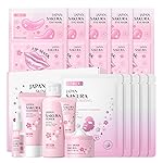 LAIKOU SAKURA Skin Care, Skin Care Set, Face Mask, Eye Mask, Lip Mask with Serum, Cleanser, Toner, Eye Cream, Essence Cream for Women Teen Girls Mom Daughter Mother\'s Day Christmas Birthday