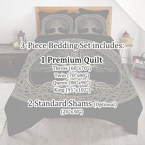 Vista 25 de Juego de ropa de cama con diseño de árbol de la vida, 3 piezas, multicolor, suave