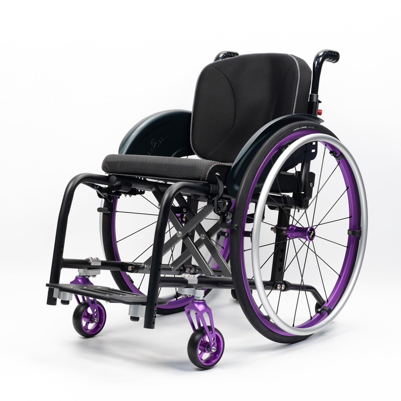 SXSLTSA All-Terrain Ultra-Light Sports Wheelchair Foldable Aluminum Chair Self-Propelled Manual Transport Indoor Outdoor Use Adults Teens Seniors(Purple,Seat Width 42cm/16.5in)