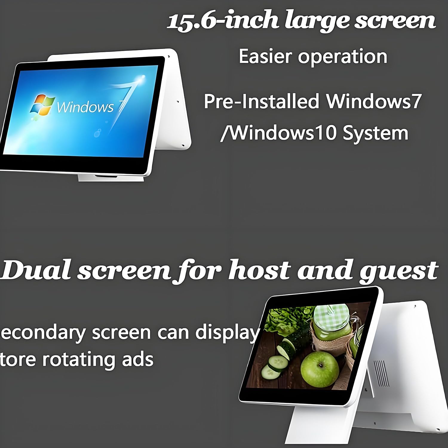 TPV con Pantalla táctil de 15,6 Pulgadas, Caja registradora Inteligente con Pantalla táctil, Sistemas operativo Windows 10, Ideal para restaurantes y Negocios