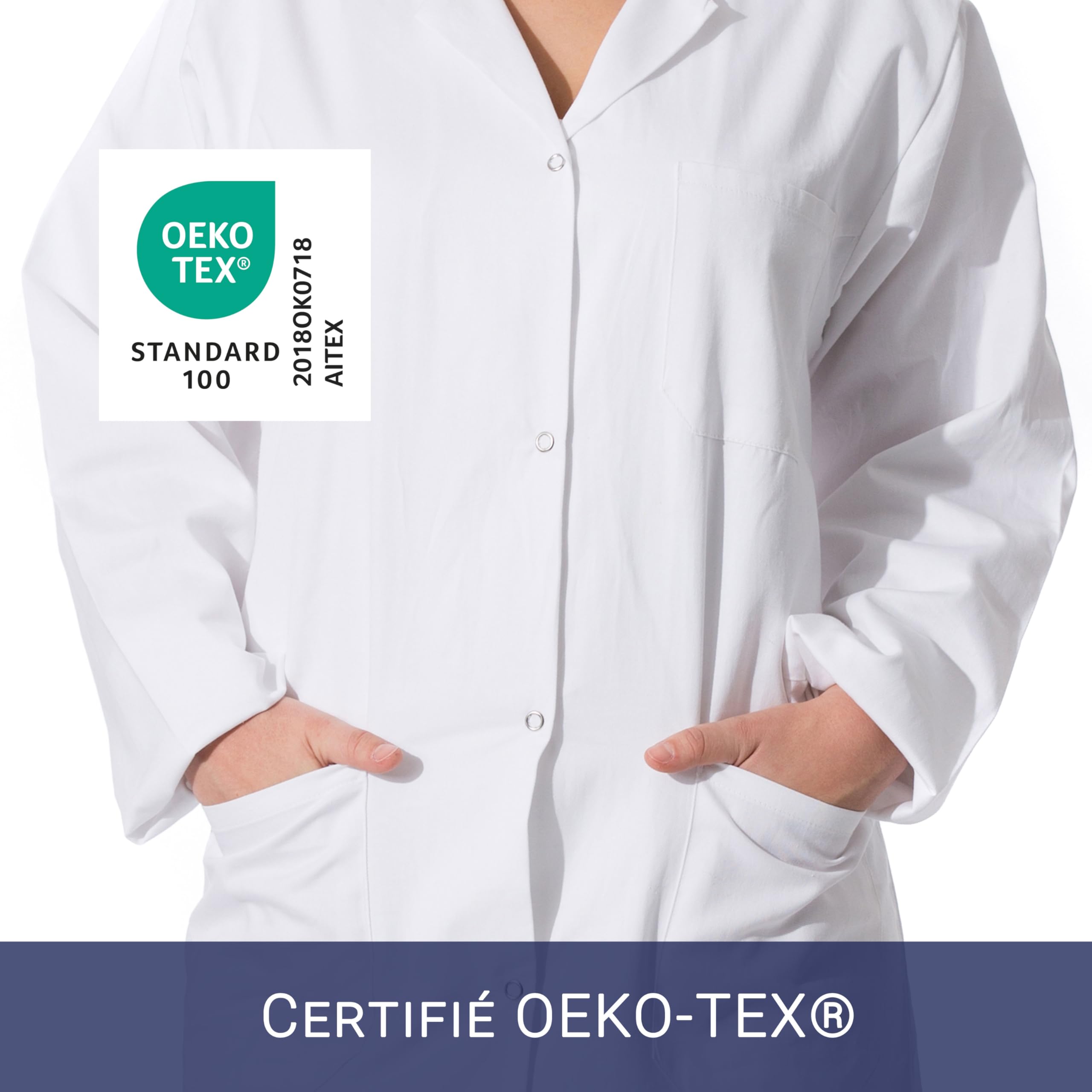 ZOLLNER Blouse de laboratoire longue femme - blouse de médecin avec poches pratiques et boutons-pression - coton - taille 34-50 - lavable à 95°C - certifiée Oeko Tex®, 141