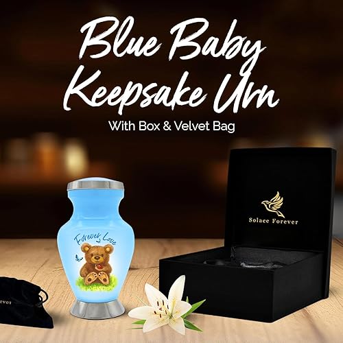Miniatura 6 de Urna de bebé para cenizas humanas, urna de cremación para cenizas para niñas y niños, honra a tu ser querido con urna de oso de peluche hecha a mano