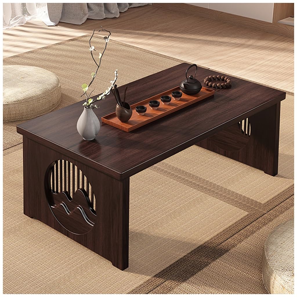 Table basse de salon japonaise pliable coloris marron gain de place