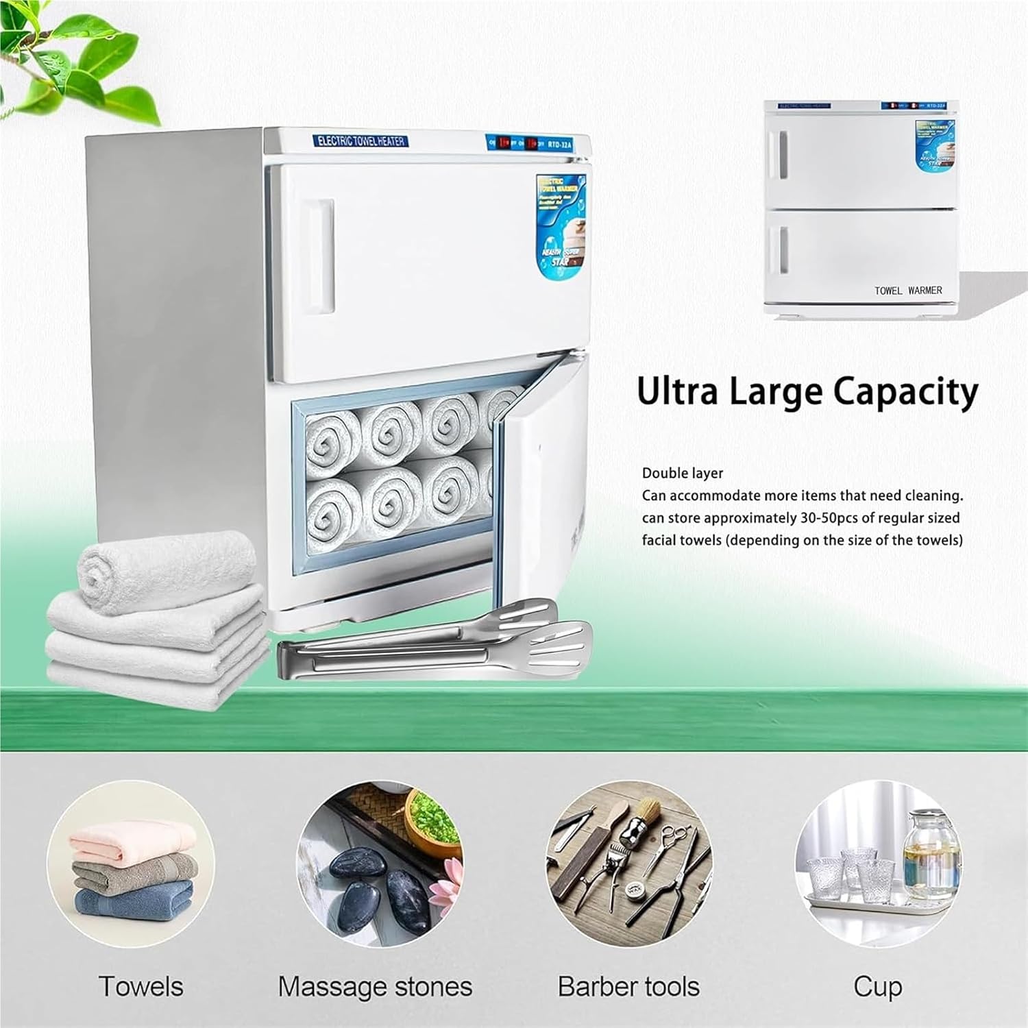 Multi-Purpose Towel, Tool Warmer Cabinet, 32L Large Capacity Double Door Heater, Fast Heating Steamer for Salon, Spa, Barber, Manicure, Home Use