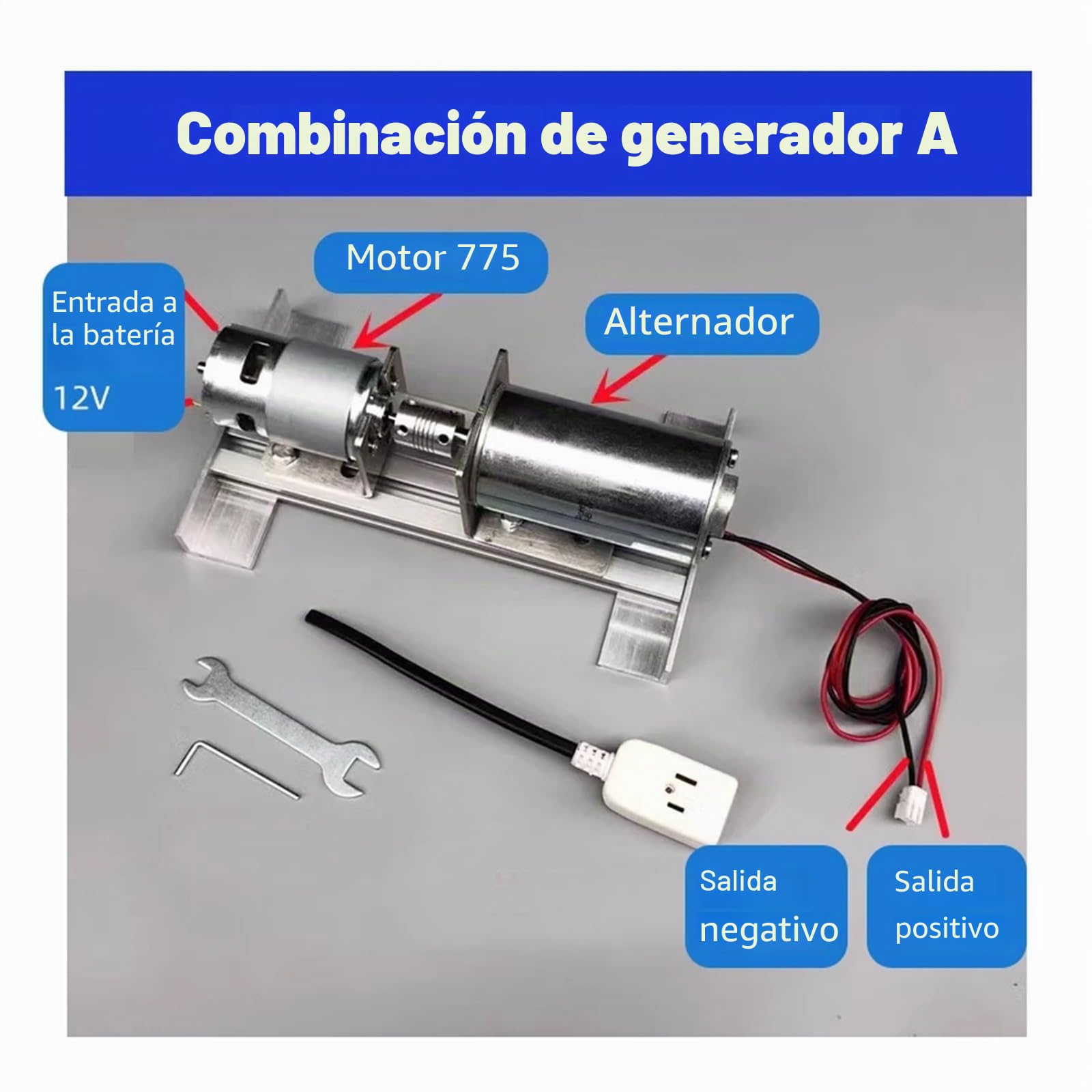 Xuro Generador sin escobillas de imán permanente de 220 V CC for bricolaje, generador de alto voltaje, motor miniatura recargable 775 silencioso con doble rodamiento y doble rodamiento.(A)