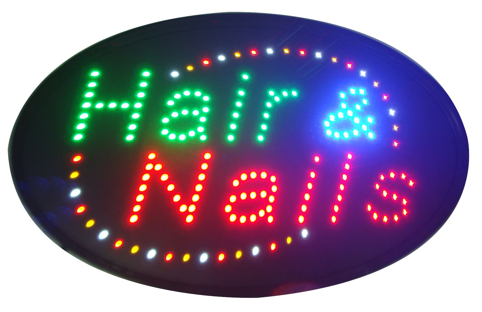 CHENXI Oval Hair&Nails Beauty Business Store Neon Signs 48x25 CM Indoor Ultra Bright Flashing Led Beauty Display Sign (48 X 25 CM, hair&nails)