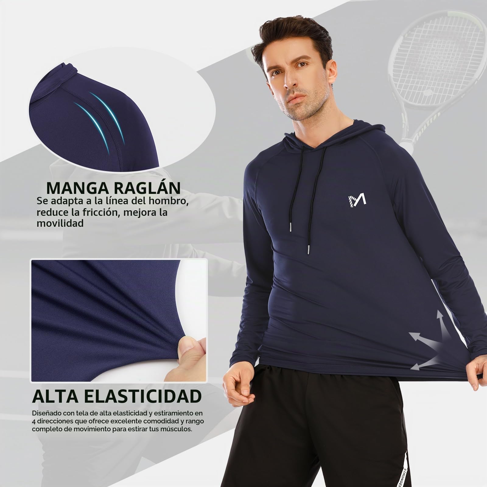 MEETYOO Camiseta Hombre, Manga Larga Camisetas Deportiva T-Shirt para Running Fitness Gym