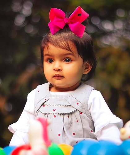 Miniatura 9 de HAIRBOWS - Lazo de grogrén para niñas con nudo en el centro de una pinza para el cabello, para todas las edades y tipos de cabello, lazos de 6