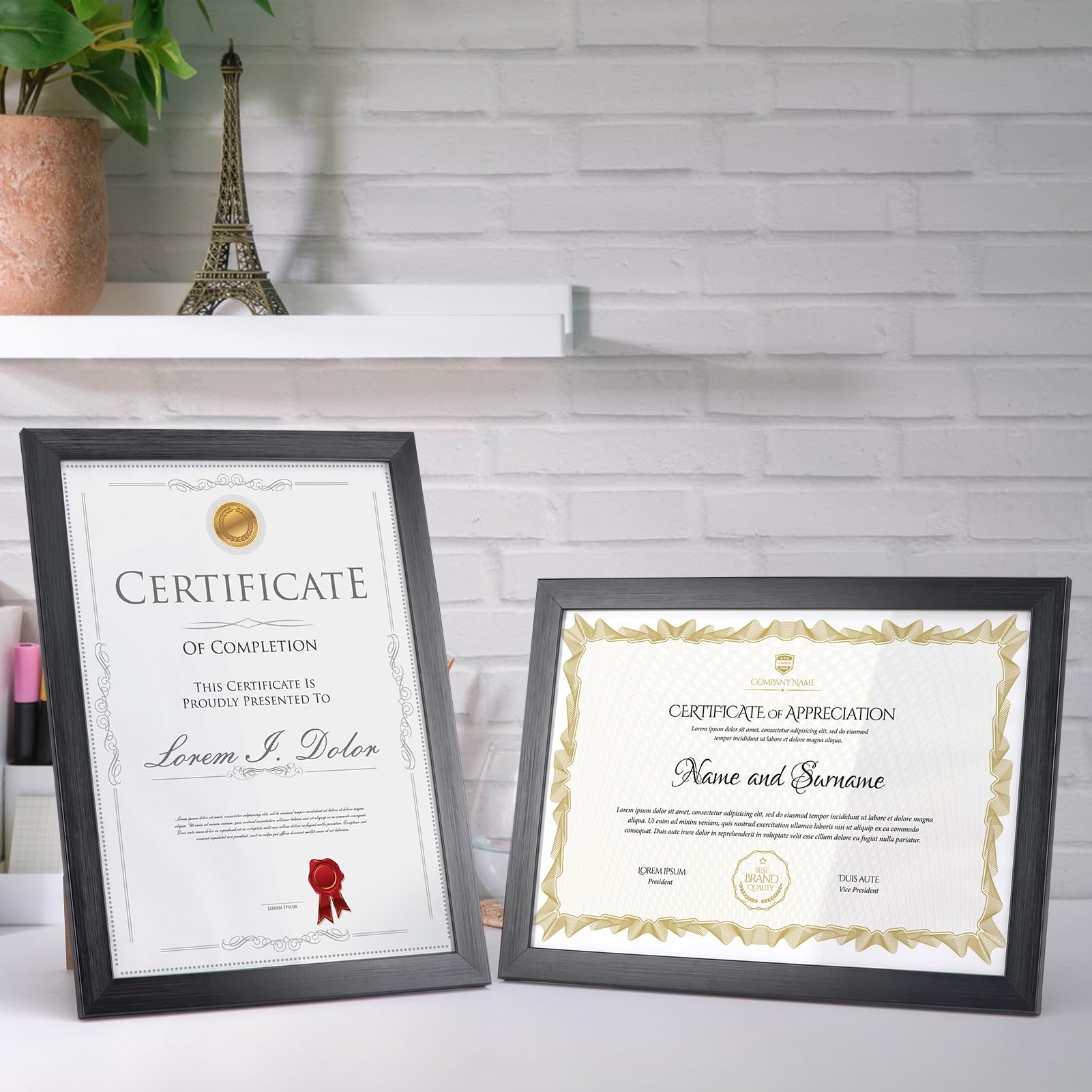 Giftgarden Lot de 12 Cadre Photo A4 (21x29.7 cm), Cadre Photo Noir pour Certificat Diplôme et Document, Sur table et à suspendre