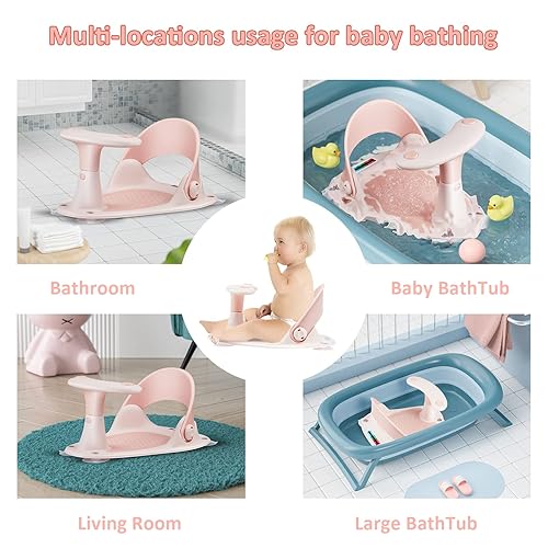 Miniatura 2 de Asiento de baño para bebé Original  3 juguetes de baño + gorro de ducha + cepillo de baño + termómetro + taza de enjuague  4 ventosas