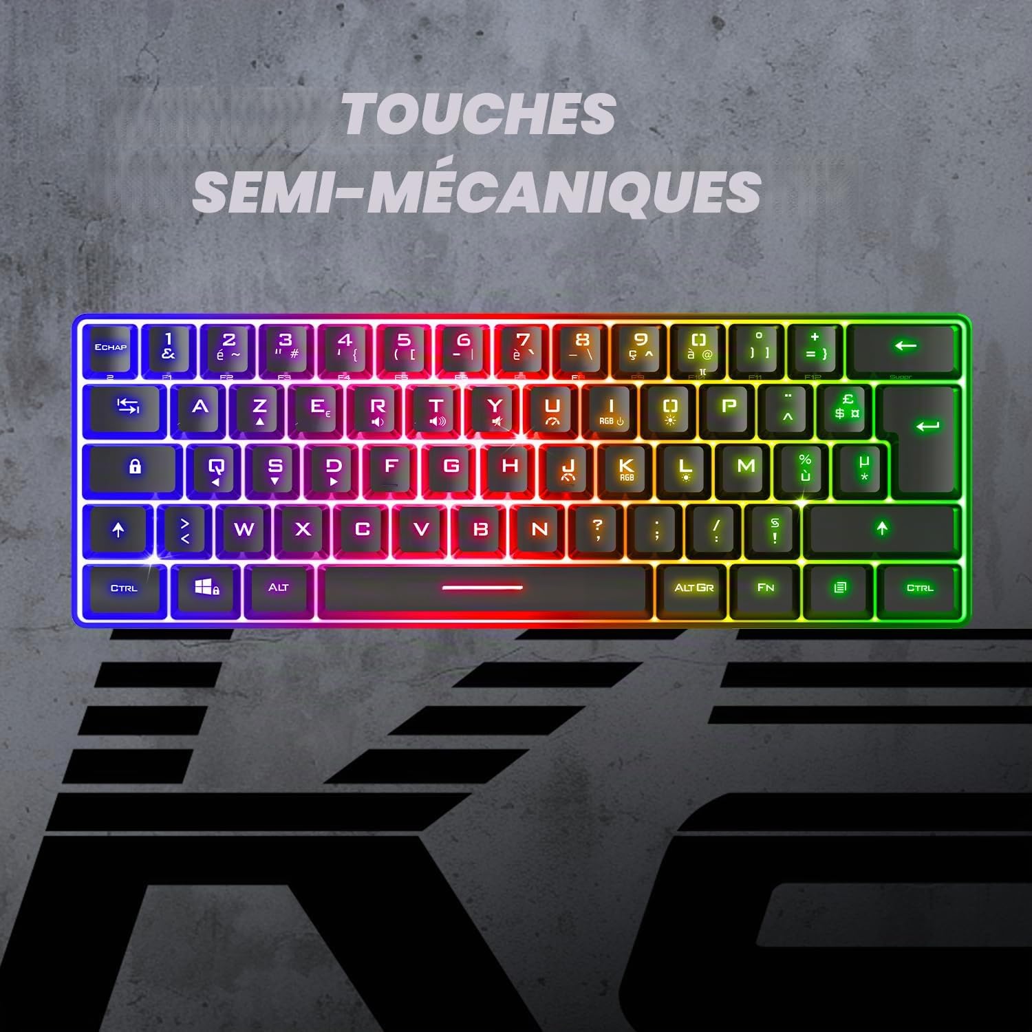 Spirit Of Gamer, Pack Clavier Souris Gamer Filaire RGB + Casque, Clavier Semi-Mecanique, Format Compact TKL 60%, Souris 12800 DPI avec 8 Boutons Programmables, Casque Gaming avec Micro Son Stéréo 2.0