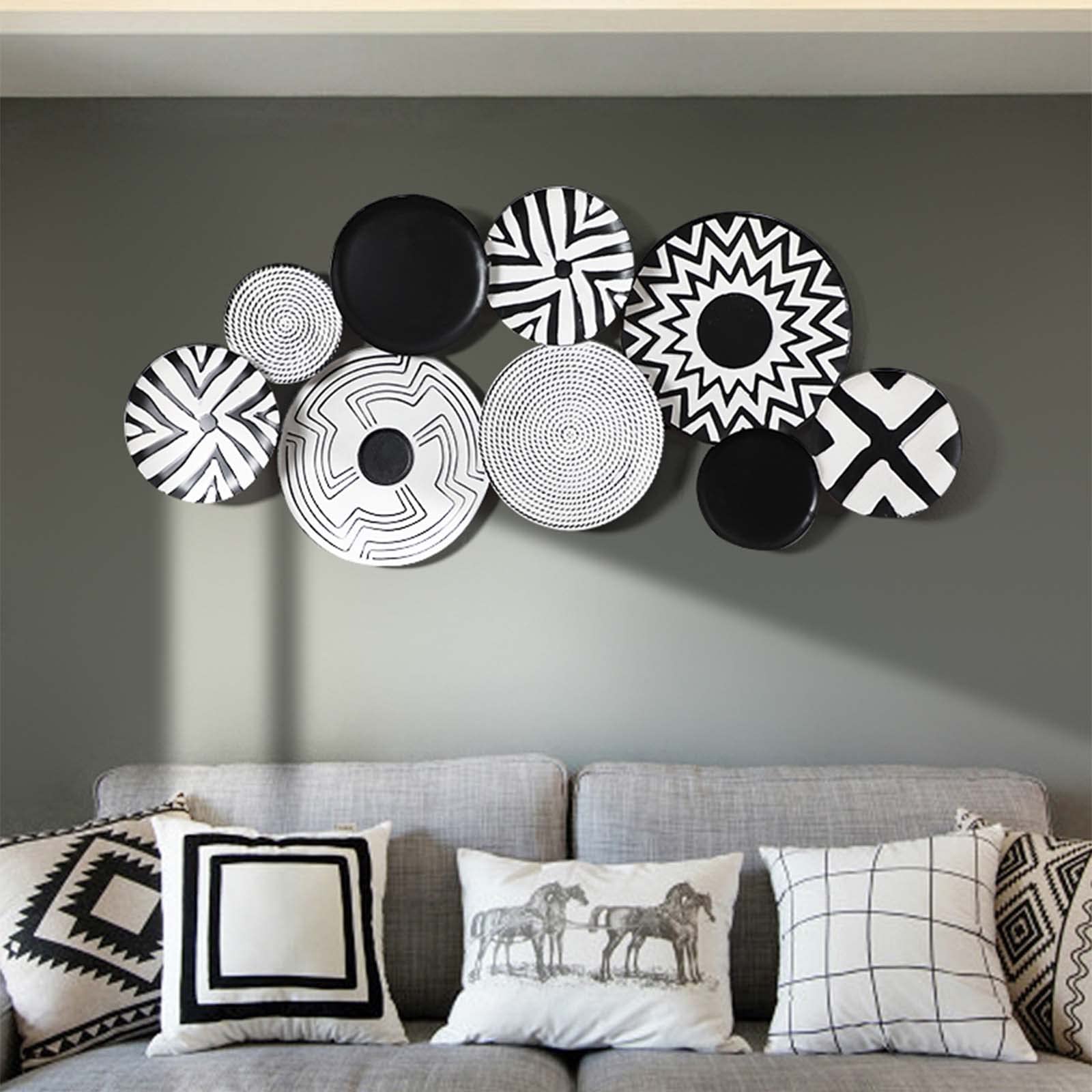 Decoración De Pared De Metal Decoración De Pared De Hierro Simple Nórdica Hecha A Mano Decoración De Pared De Fondo Tridimensional Decoración De Restaurante De Casa En Blanco Y Negro Clásico