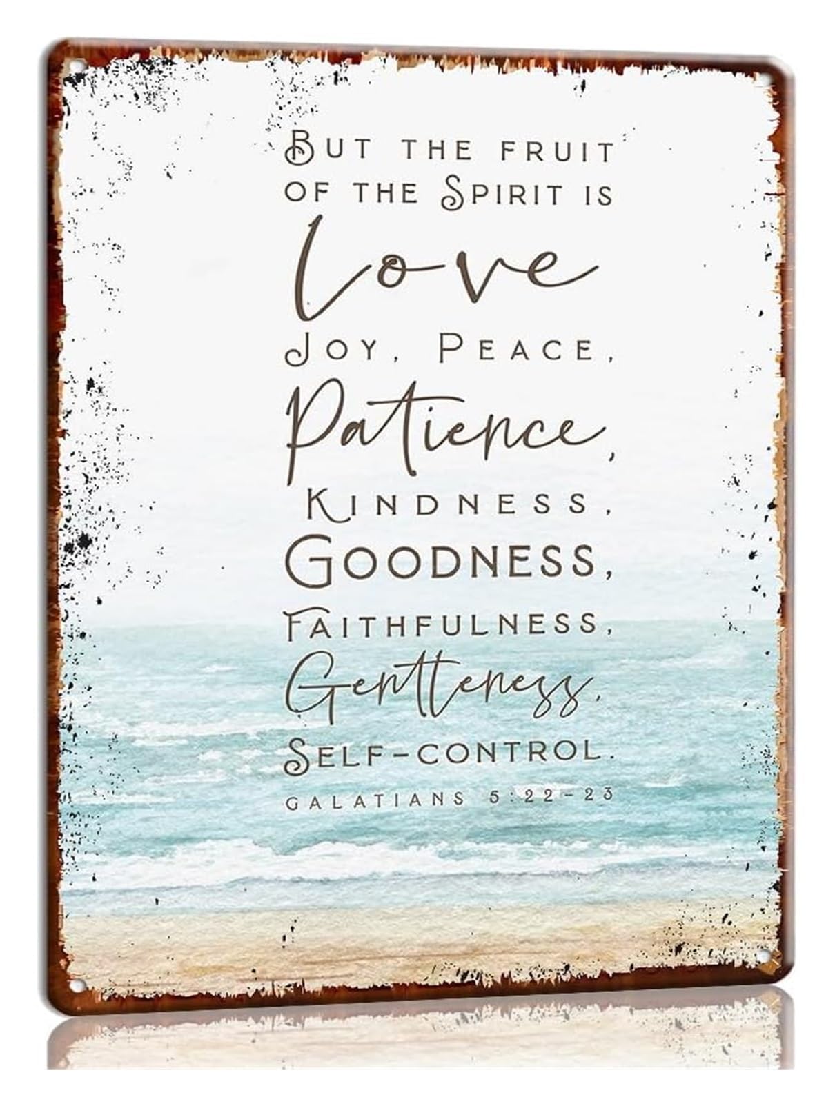 Llbogrggn One Color Rustic Metal Sign Fruit Of The Galatians 5 22 Wall Hanging Inspirational Scripture Tin Plaque For Nursery Home 8 X 12 Inch