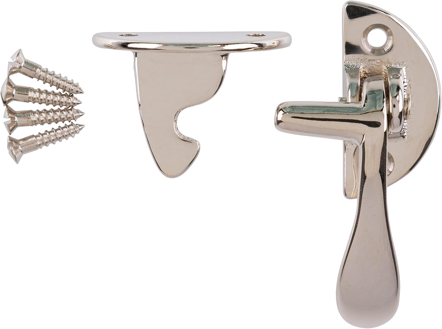 Nickel Right Flush Cabinet or Cupboard Lever Latch with Catch | Antique Cabinet, Vintage Cupboard Reproduction Hardware | UA-116-HLPN