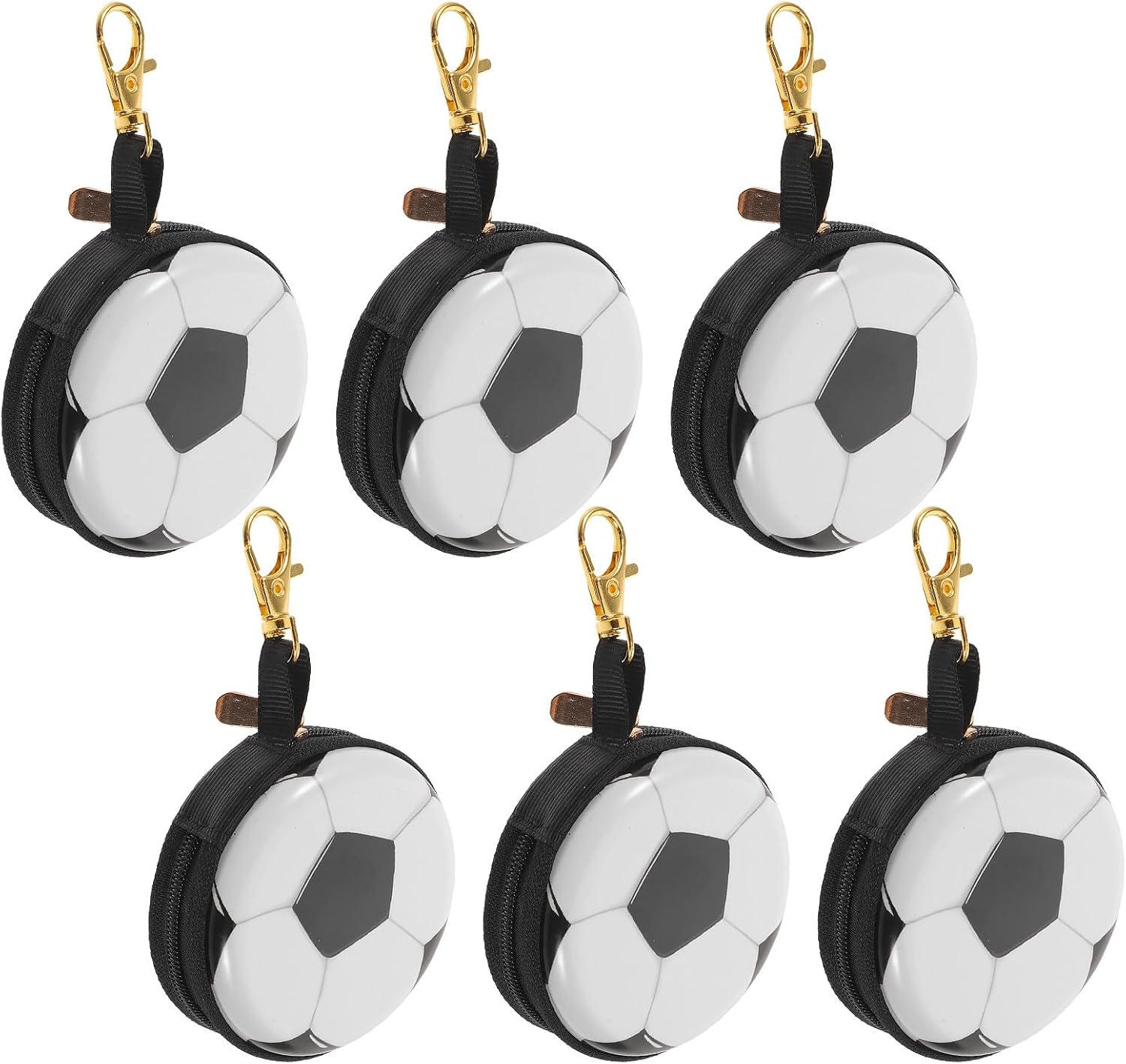 6Pcs Mini Soccer Change Purse, Football Shaped Coin Pouch Keychain, Soccer Game Day Party Favor Wallet Bag, School 2.76"