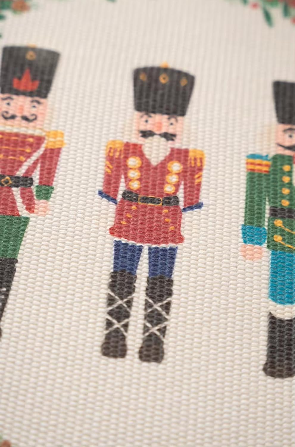 Fennco Styles Nutcracker Fringe Holiday Placemats 13" Round, Set of 4 - Multicolored Soldier Print Festive Table Mats for Christmas Décor, Banquet, Family Gathering and Special Events