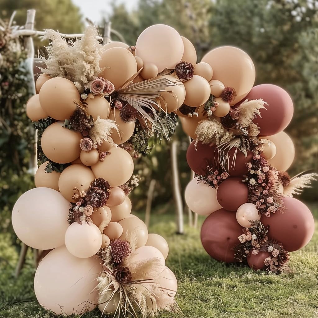 Boho Balloons Pink Nude Balloon Garland Double Stuffed Matte Cream Dusty Rose Balloon Arch Kit for Birthday Baby Showers, Wedding, Bridal, Baptism, Love Party Decorations