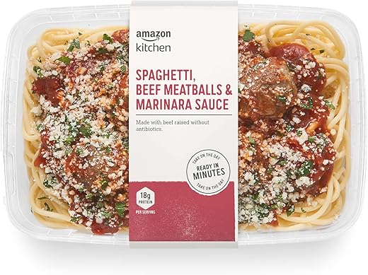 Amazon Kitchen, Spaghetti, Beef Meatballs & Marinara Sauce, Single Serve Meal, 14 oz