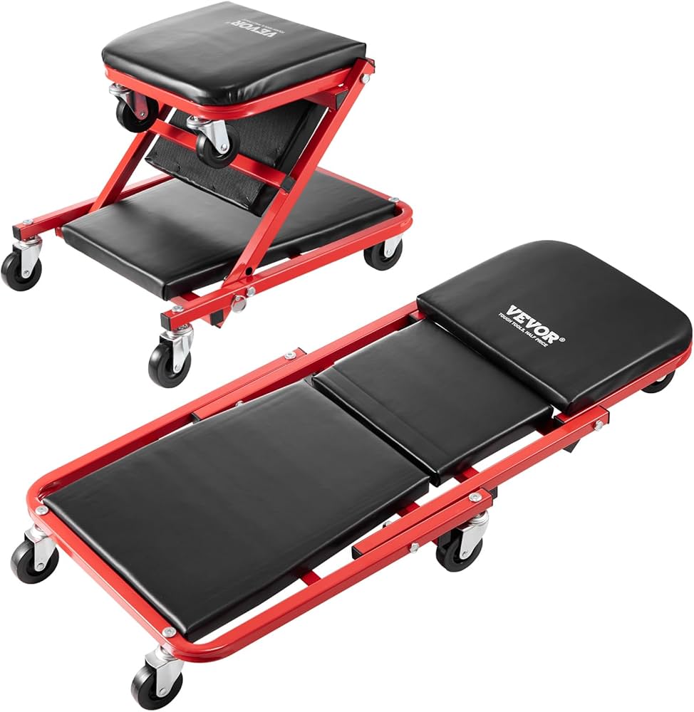 吉澤Assist Stool & Assist Pedal VEVOR Foldable Z Garage Creeper, 36 in, 300 lbs Load Capacity