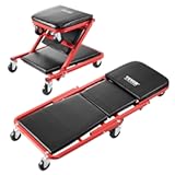 VEVOR Foldable Z Garage Creeper&comma; 36 in&comma; 300 lbs Load Capacity Rolling Folding Mechanic Creeper Stool&comma; with 6 Wheels Tool Tray Padded Seat Steel Frame&comma; Lay Down or Sit Chair for Garage Shop or Home